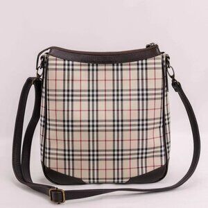 Authentic Burberry Messenger in Brown Leather & Nova Check Canvas